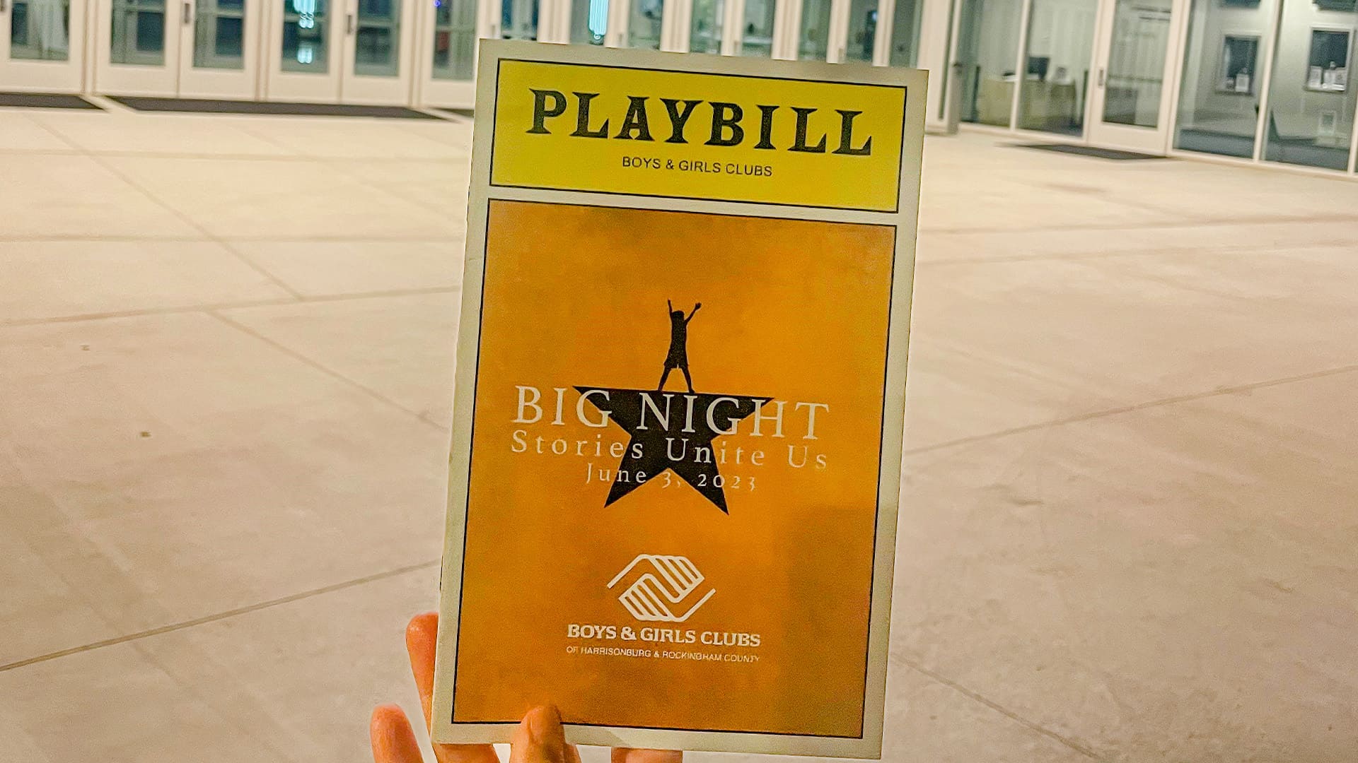 Playbill for the Big Night for the Boys and Girls Club