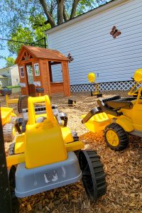 Outdoor play equipment at Roberta Webb Childcare Center