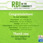 RBI In the Community - United Way Campaign Winners