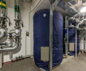 Insulated water heater in a commercial building