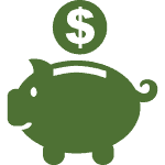 Coin going into a piggy bank icon