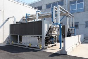 An outdoor HVAC system