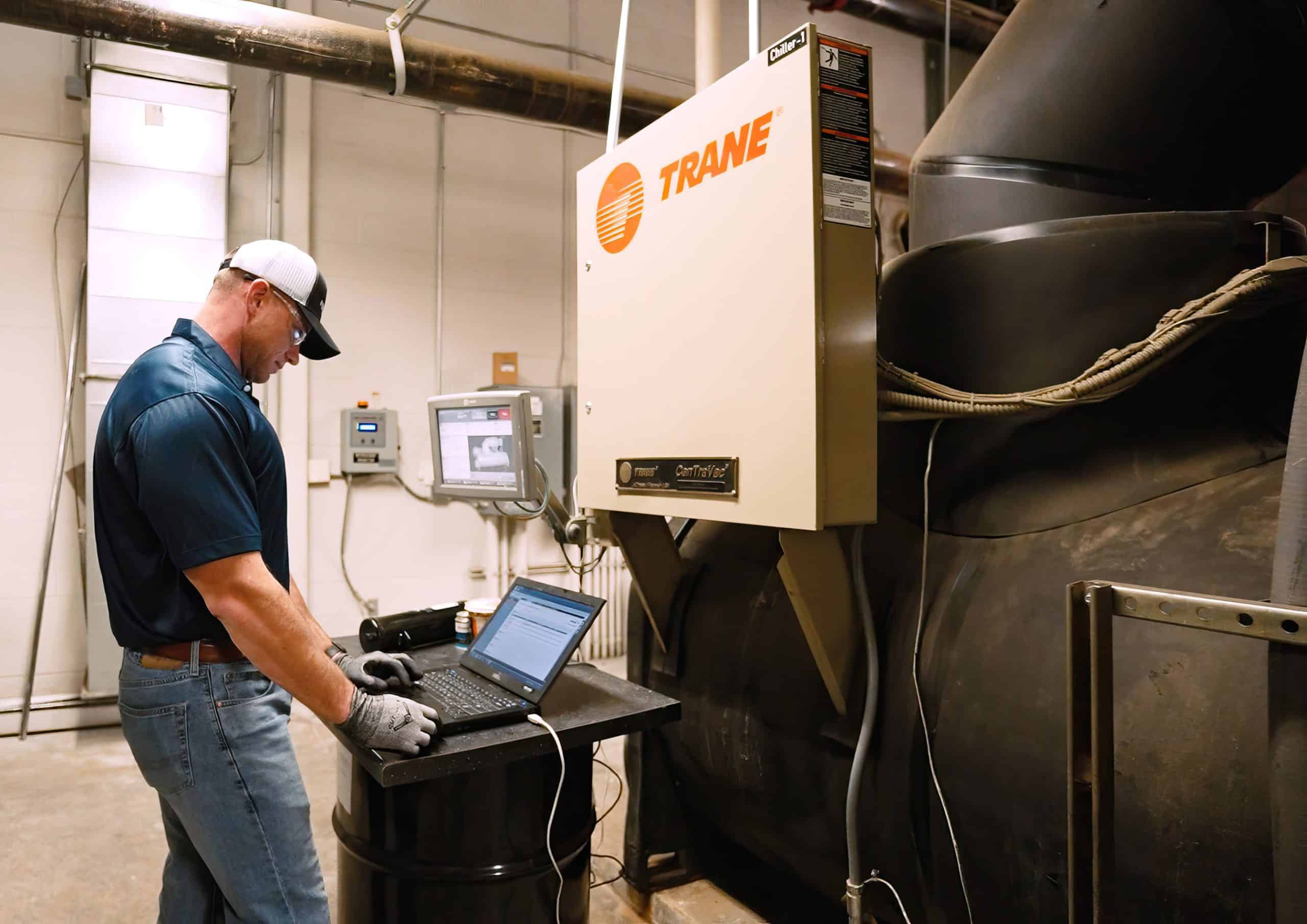 RBI employee analyzing equipment test results