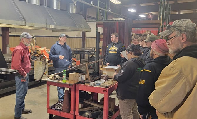RBI 2025 Page County Tech Welding Tour Students touring RBI's facility, with RBI employees speaking to the students
