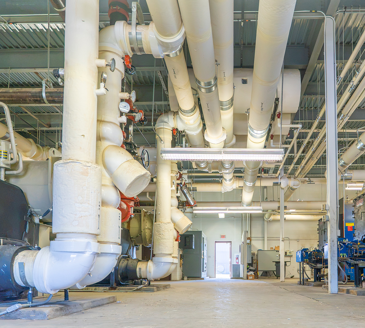 Facility room with equipment and piping